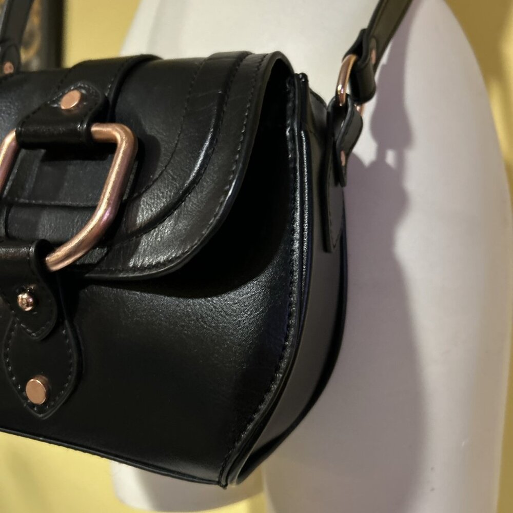 Abercrombie & Fitch Faux Leather Crossbody Purse Black Crossbody Copper - Picture 5 of 14